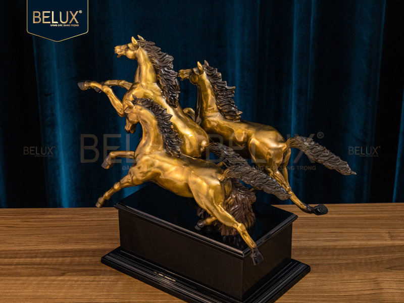 Tượng Song Mã bằng đồng decor 39x18x33cm